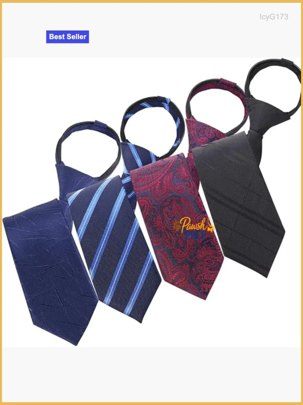 Pre-Tied Adjustable Zipper Skinny Clip-On Necktie, Polyester, 2.35 Inch